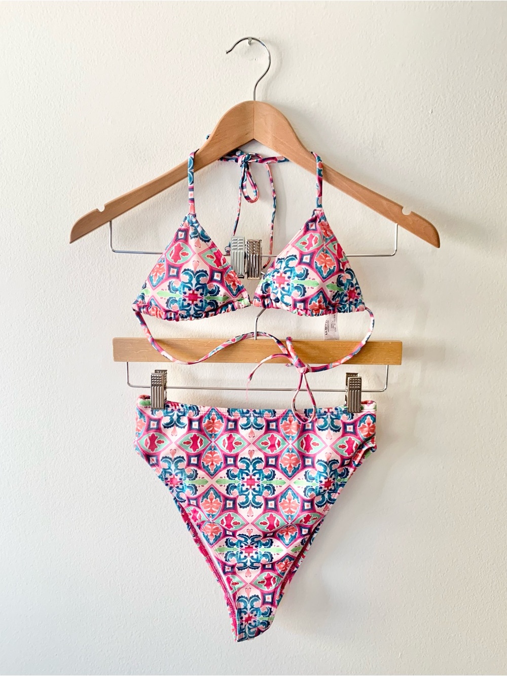 HOST PICK& NEW ASOS Abstract Pink, Teal & White Print Bikini Top & Bottom Set